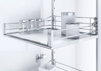 Swing Out Larder Unit, Artline Glass Sided Chrome Wire Baskets, Centre Mounting, Vauth-Sagel VSA