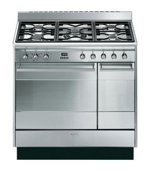 Cooker, Two Cavity, Multifunctional, with Gas Hob, 900mm, Smeg Concert