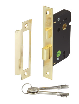 Sashlock, Mortice 3 Lever, Latchbolt Operated by Lever Handles, Deadlock by Key