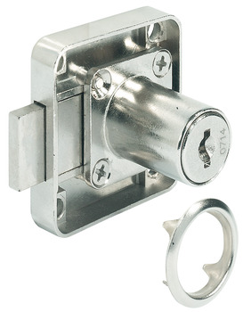 Dead bolt rim lock, With fixed plate cylinder, backset 25 mm