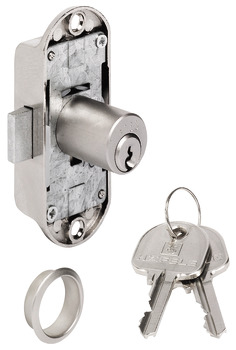 Espagnolette lock, Häfele Piccolo-Nova, with pin tumbler cylinder, standard profile