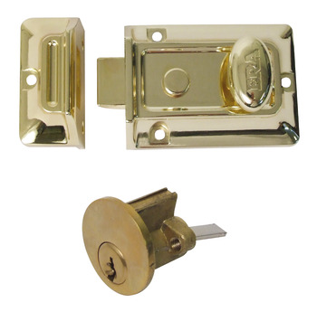 Nightlatch, Traditional Rim, Key from Outside, Knob from Inside, Zinc Alloy and Brass