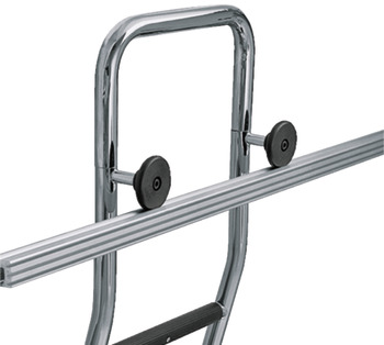 Sliding pole ladder, combination with sliding door fitting
