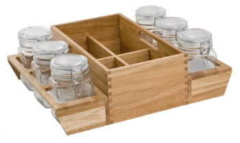 Deep Drawer Organiser, with Square Storage Jars, for Drawer Width from 600 mm