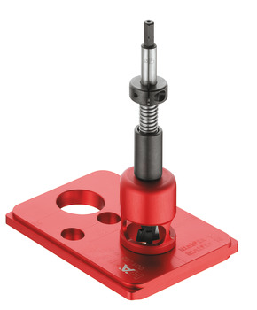 Drill guide set, Häfele Red Jig for Minifix 15 cabinet connector