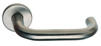 Lever Handles, Safety, on Round Roses, Ø 19 mm, Stainless Steel, Tiana II