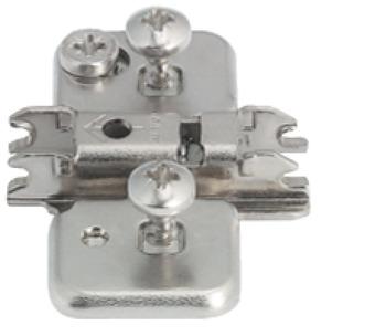 Cruciform mounting plate, Clip/Clip Top, for screw fixing, with pre-mounted special screws and spreading dowel